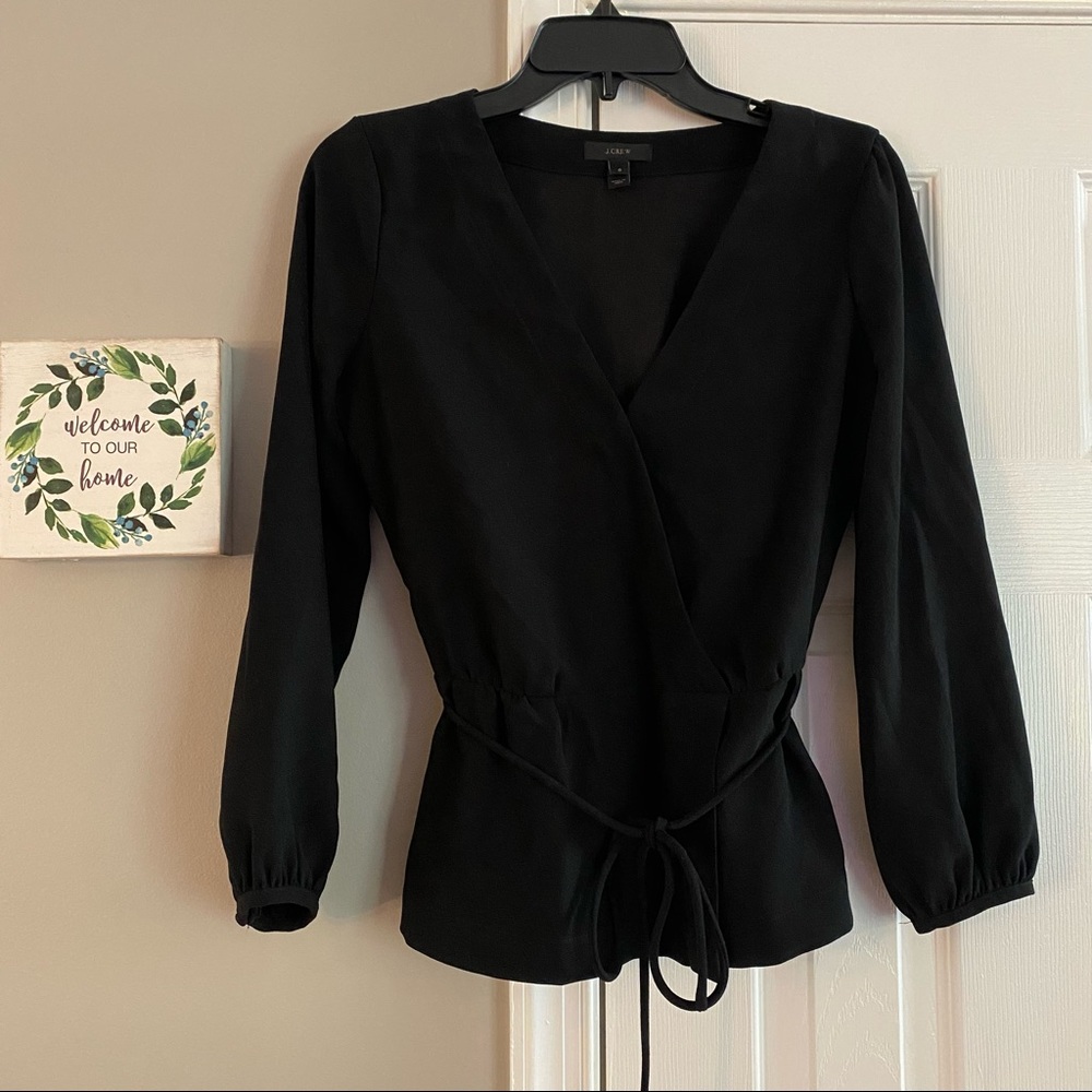 J Crew Drapey Crepe Faux Wrap Blouse